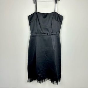 Vintage Laundry By Shelli Segal Black Satin Strapless Cocktail Dress, 10